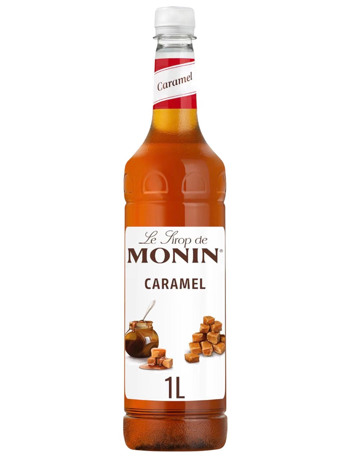 MONIN Premium Caramel Syrup 1L, for Lattes, Frappes, Desserts, Vegan